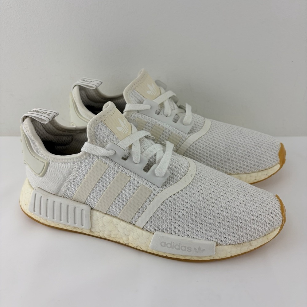 Adidas NMD R1 Men's White Gum Boost Running Sneakers Size 8 Missing Insoles